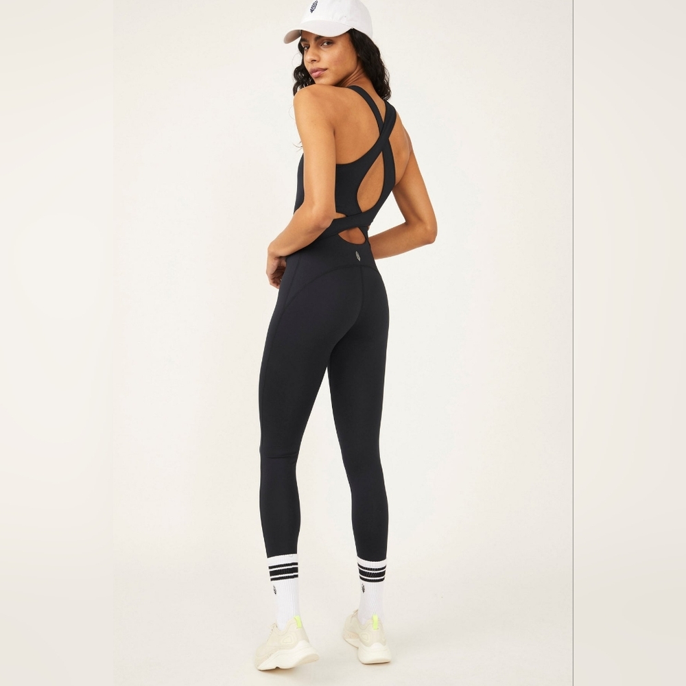 FP Movement by Free People Black Cutout Jumpsuit